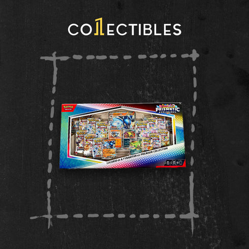 Pokemon English TCG Scarlet & Violet: Prismatic Evolutions Lucario ex & Tyranitar ex Premium Collection